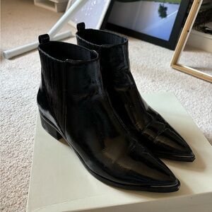 Marc Fisher Black Patent Leather Booties
